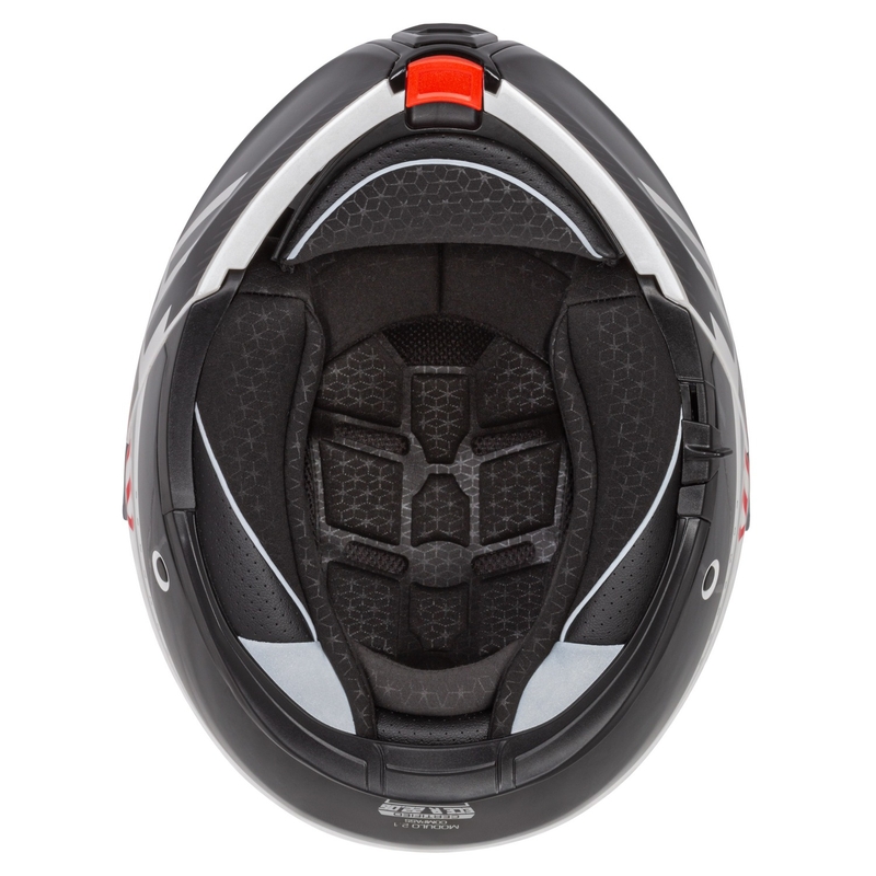 Cassida Modulo 2.1 Compass Flip Up motoristična čelada biserno bela-črna-rdeča-srebrna
