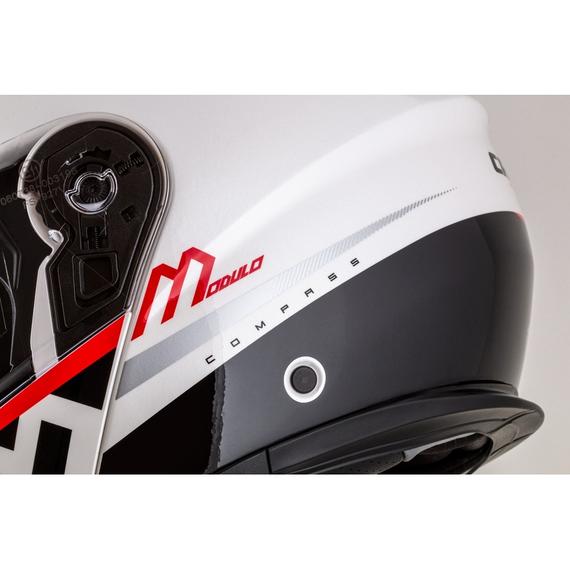 Cassida Modulo 2.1 Compass Flip Up motoristična čelada biserno bela-črna-rdeča-srebrna
