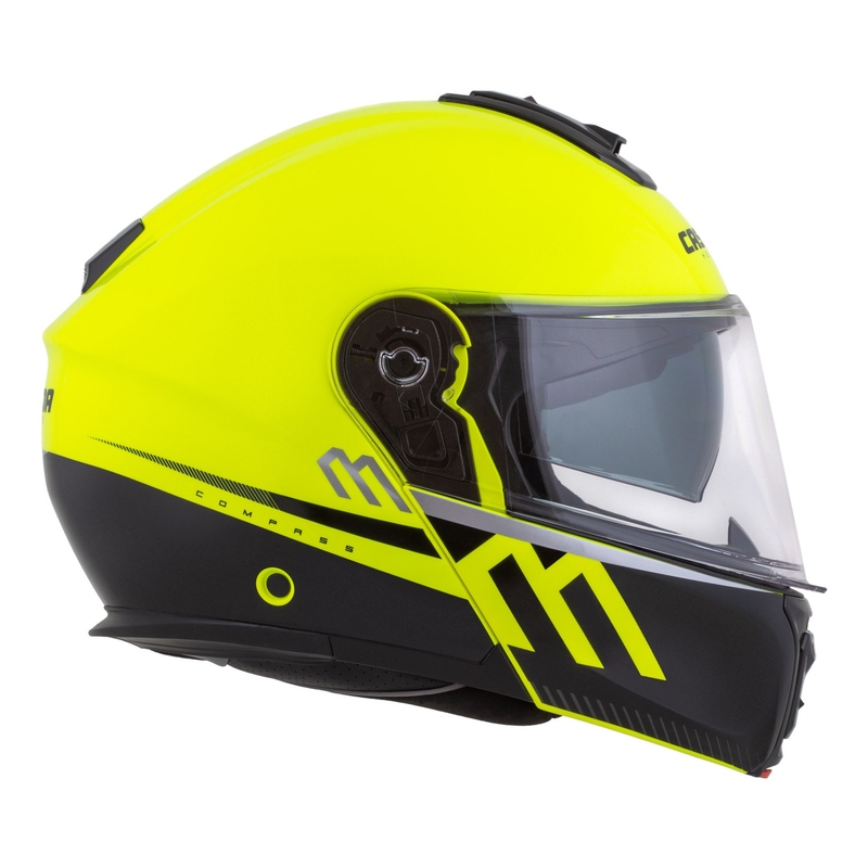 Motoristična čelada na preklop Cassida Modulo 2.1 Compass fluo rumena-črna-srebrna-rdeča