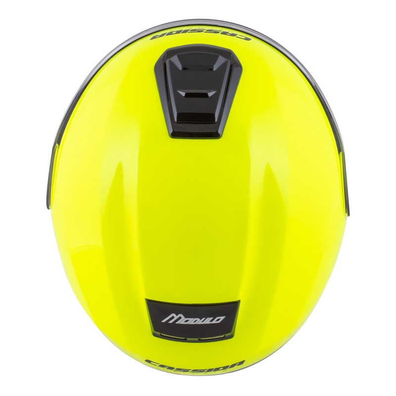 Motoristična čelada na preklop Cassida Modulo 2.1 Compass fluo rumena-črna-srebrna-rdeča