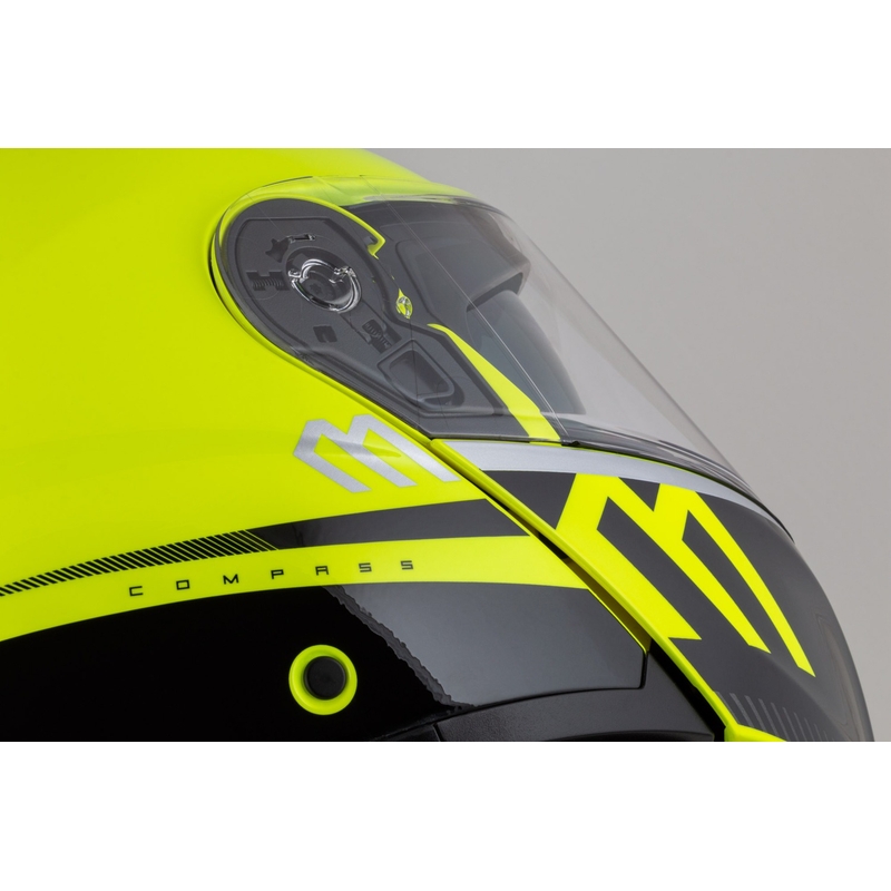 Motoristična čelada na preklop Cassida Modulo 2.1 Compass fluo rumena-črna-srebrna-rdeča