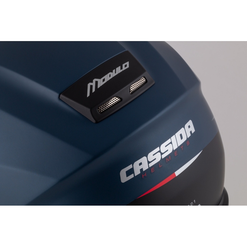 Motoristična čelada na preklop Cassida Modulo 2.1 Compass mat modra biserno-črno-rdeča