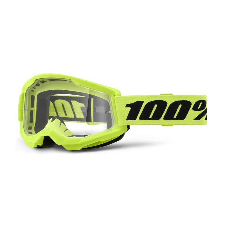 Otroška motokros očala 100% STRATA 2 neon rumena (prozorno pleksi steklo)