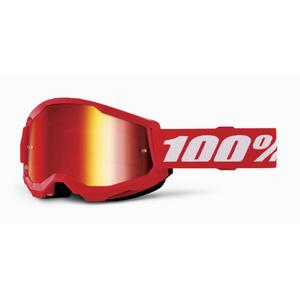 Otroška motokros očala 100% STRATA 2 rdeča (rdeč pleksi steklo)