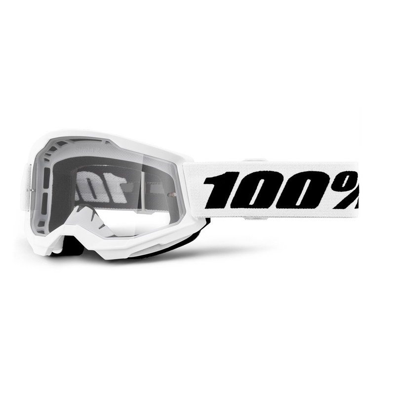 Otroška motokros očala 100% STRATA 2 belo prozorno pleksi steklo