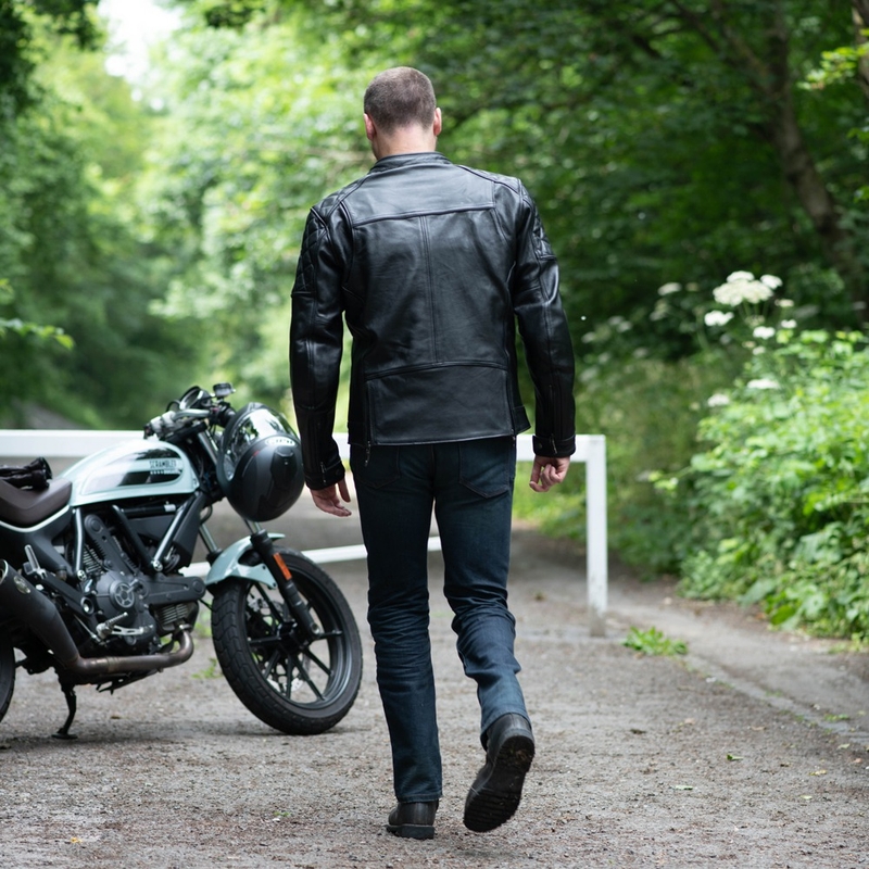 Usnjena motoristična jakna Oxford Route 73 2.0 črna