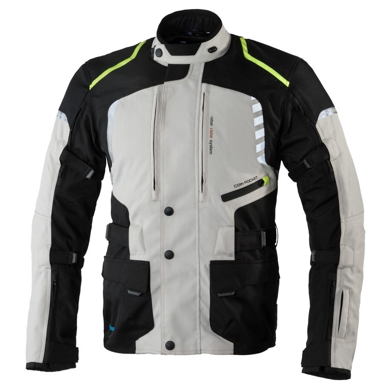 Moto jakna Rebelhorn Hiker II black-grey-fluo yellow razprodaja