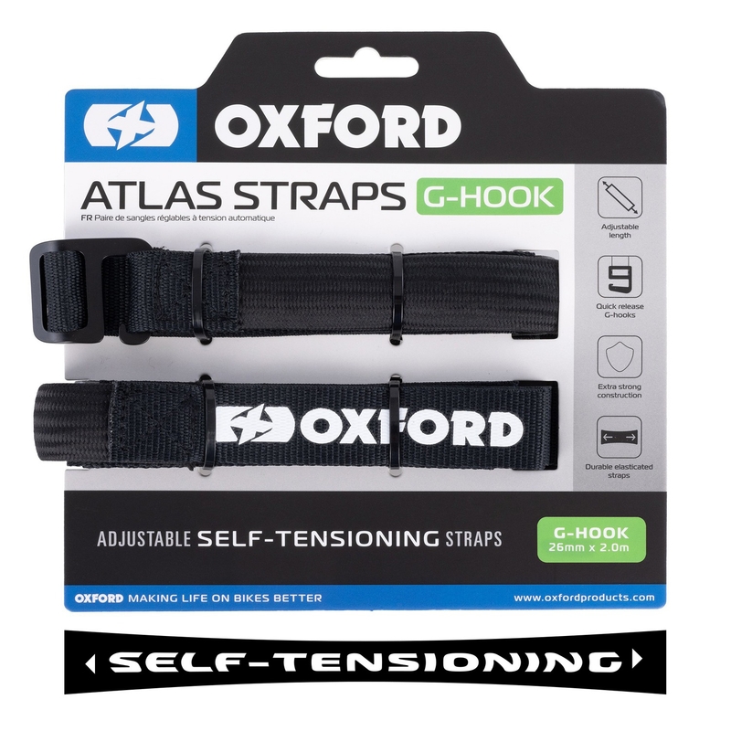 Trakovi za prtljago Oxford Atlas G-Hook 2 kosa črni 26mm x 2m