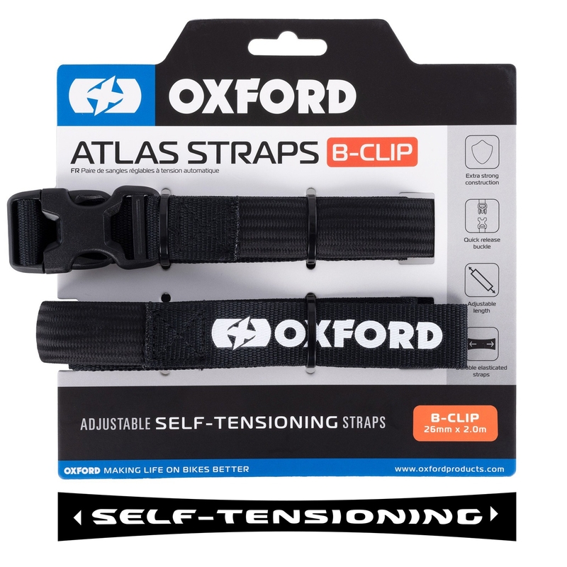 Trakovi za prtljago Oxford Atlas B-Clip 2 kosa črni 26 mm x 2 m