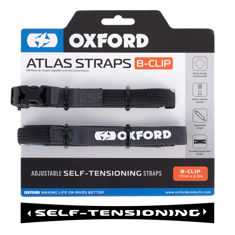 Trakovi za prtljago Oxford Atlas B-Clip 2 kom sivi 17 mm x 2 m