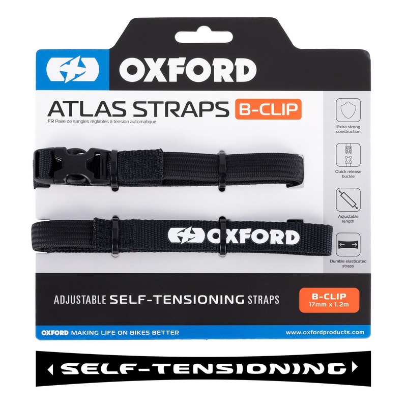 Trakovi za prtljago Oxford Atlas B-Clip 2 kosa črni 17 mm x 1,2 m