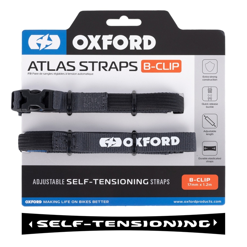 Trakovi za prtljago Oxford Atlas B-Clip 2 kosa sivi 17 mm x 1,2 m