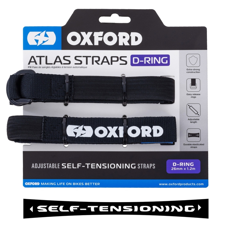 Trakovi za prtljago Oxford Atlas D-Ring 2 kosa črni 26 mm x 1,2 m