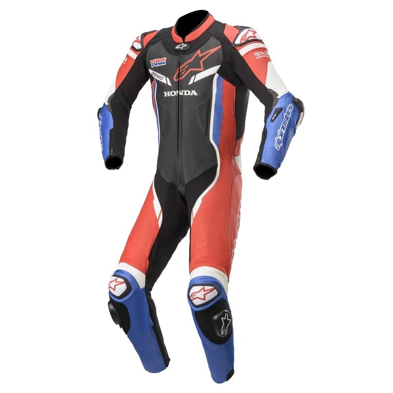 Enodelna usnjena obleka Alpinestars GP Pro 3 Honda TECH-AIR, združljiva s črno-rdečo-modro-belo barvo