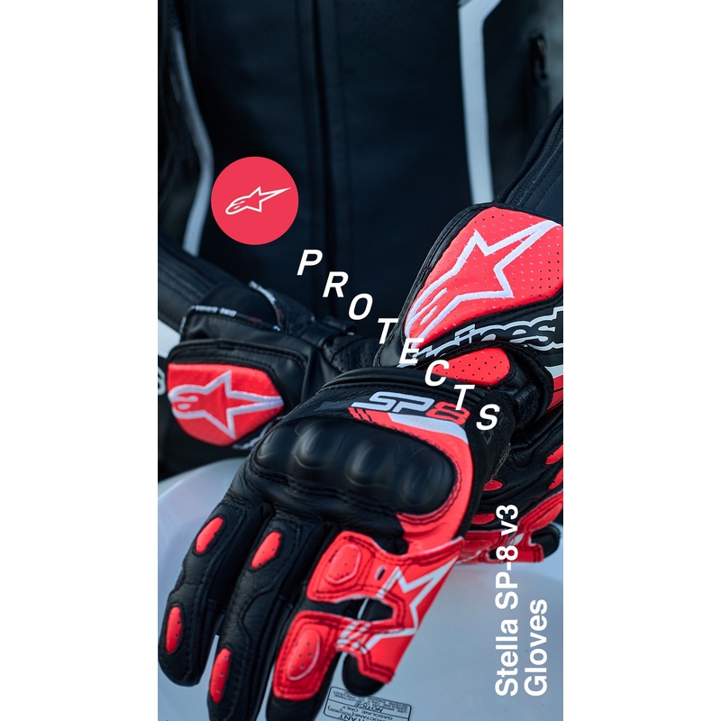 Ženske motoristične rokavice Alpinestars SP-8 črno-bele
