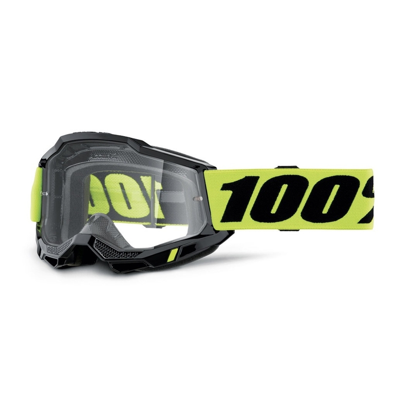 Motokros očala 100% ACCURI 2 OTG črno-fluo rumena (prozorno pleksi steklo)