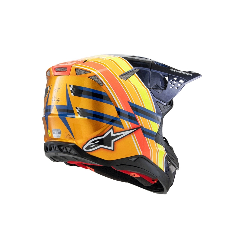Motokros čelada Alpinestars Supertech S-M10 edition TROY LEE DESIGNS biserno modra-fluo oranžna-rumena-rdeča