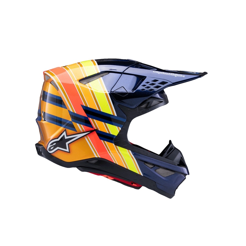 Motokros čelada Alpinestars Supertech S-M10 edition TROY LEE DESIGNS biserno modra-fluo oranžna-rumena-rdeča