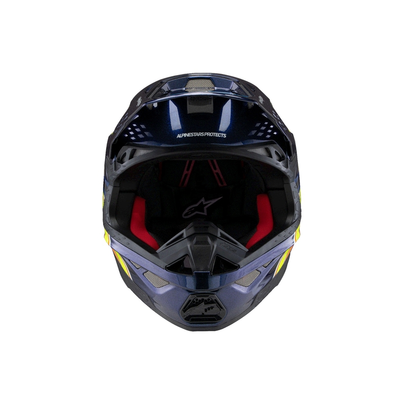Motokros čelada Alpinestars Supertech S-M10 edition TROY LEE DESIGNS biserno modra-fluo oranžna-rumena-rdeča