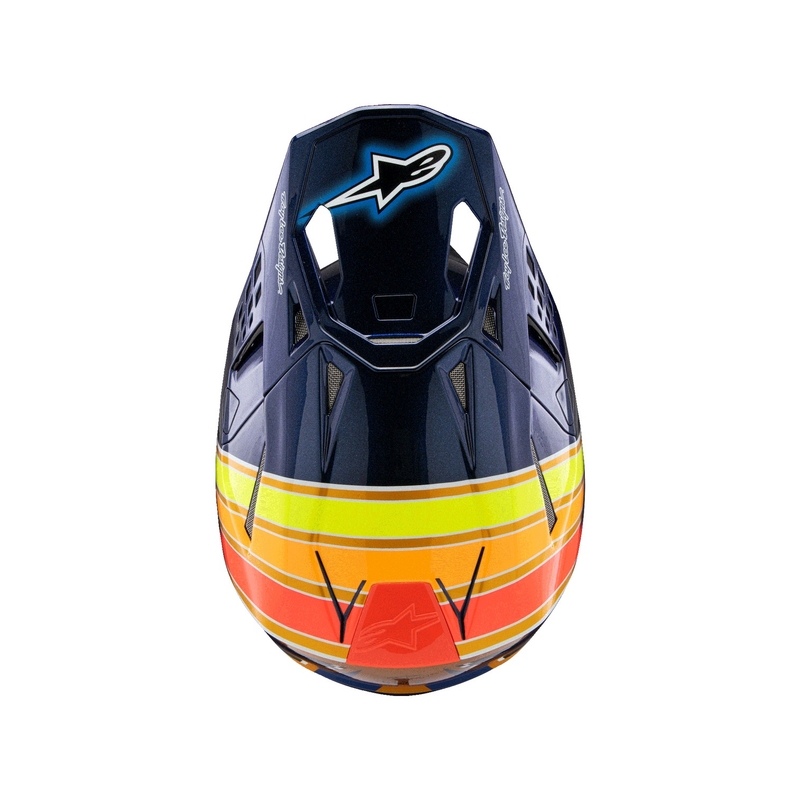 Motokros čelada Alpinestars Supertech S-M10 edition TROY LEE DESIGNS biserno modra-fluo oranžna-rumena-rdeča