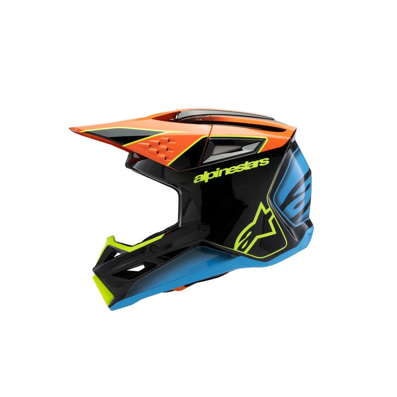 Otroška motokros čelada Alpinestars S-M3 FRAY črno-fluo oranžno-fluo rumeno-turkizna