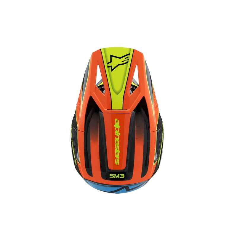 Otroška motokros čelada Alpinestars S-M3 FRAY črno-fluo oranžno-fluo rumeno-turkizna