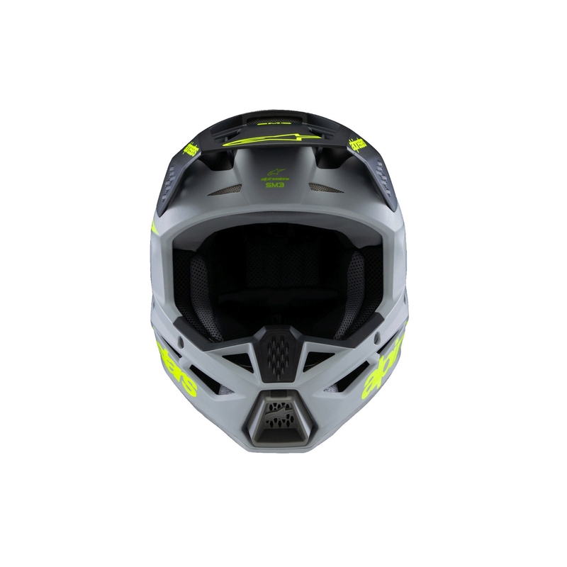 Otroška motokros čelada Alpinestars S-M3 RADIUM mat sivo-fluo rumeno-črna