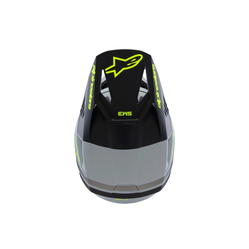 Otroška motokros čelada Alpinestars S-M3 RADIUM mat sivo-fluo rumeno-črna