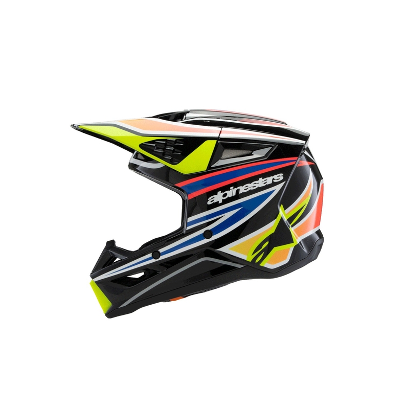 Otroška motokros čelada Alpinestars S-M3 WURX črno-fluo rumeno-modro-rdeča