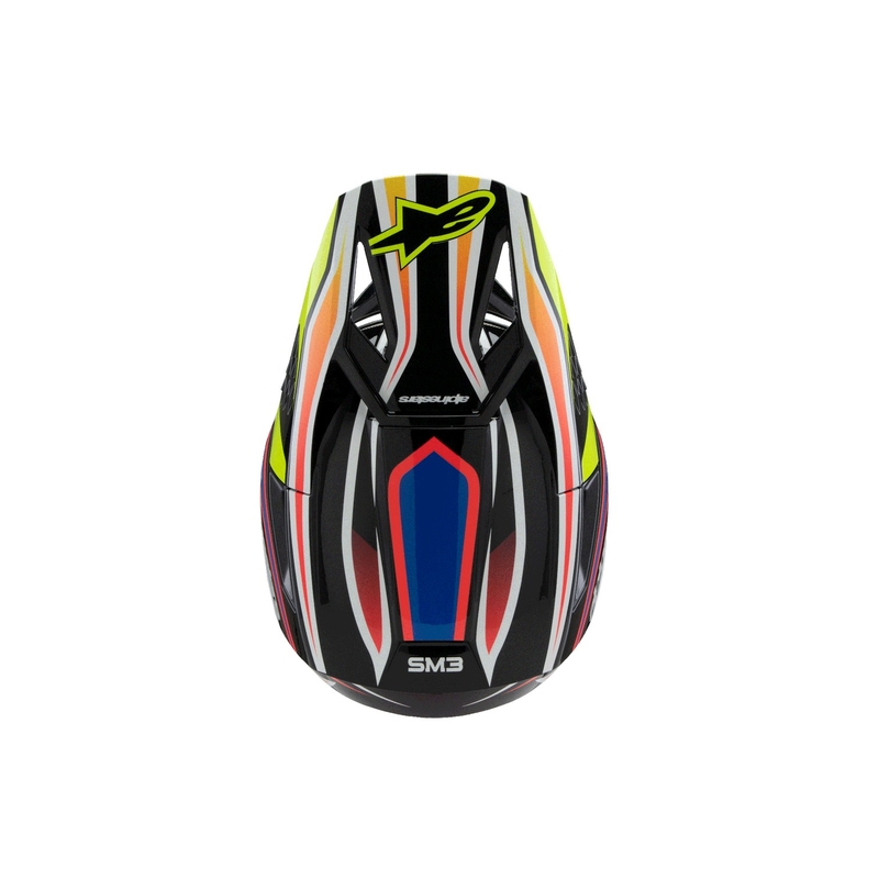 Otroška motokros čelada Alpinestars S-M3 WURX črno-fluo rumeno-modro-rdeča