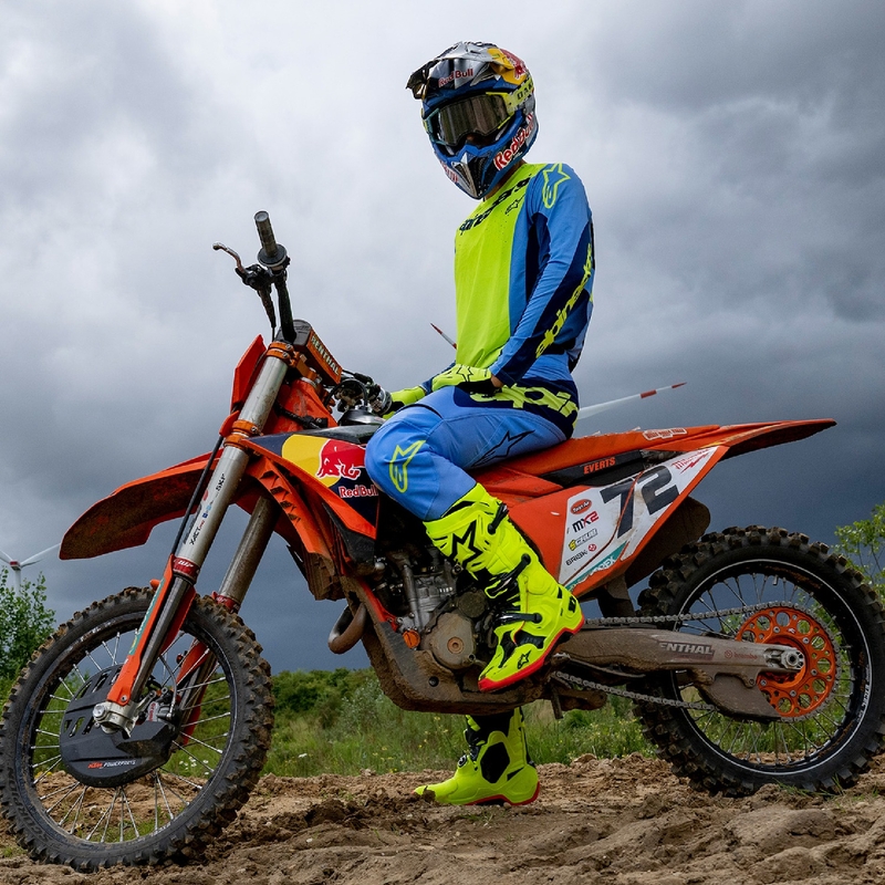 Motokros dres Alpinestars Techstar Melt fluo rumeno-moder