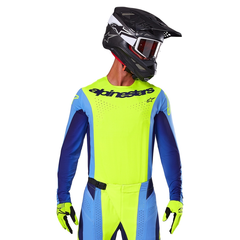Motokros dres Alpinestars Techstar Melt fluo rumeno-moder