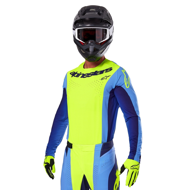 Motokros dres Alpinestars Techstar Melt fluo rumeno-moder