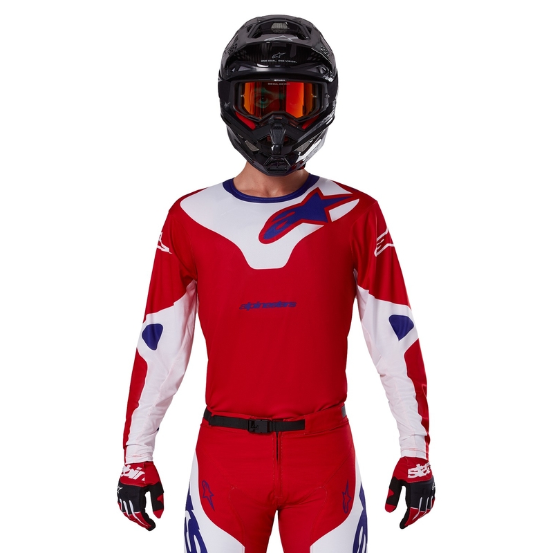 Motokros majica Alpinestars Racer Veil rdeče-bela