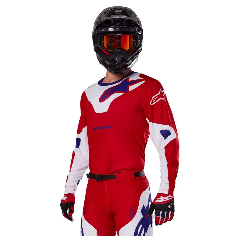 Motokros majica Alpinestars Racer Veil rdeče-bela
