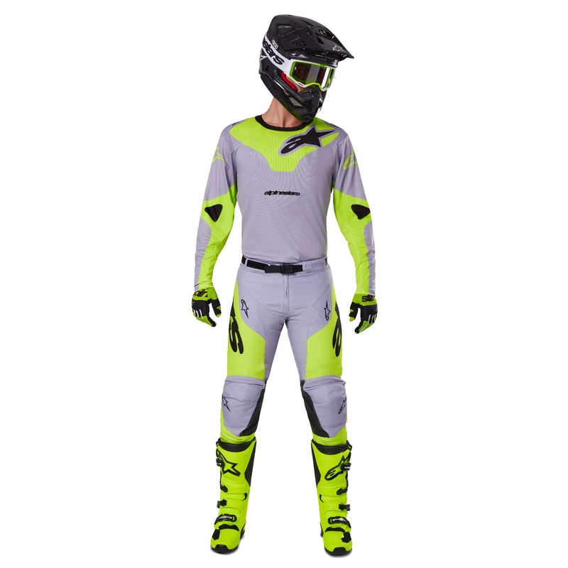 Motokros dres Alpinestars Racer Veil sivo-fluo rumen