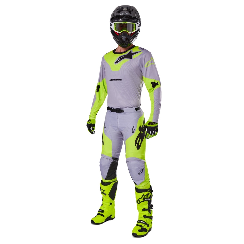 Motokros dres Alpinestars Racer Veil sivo-fluo rumen