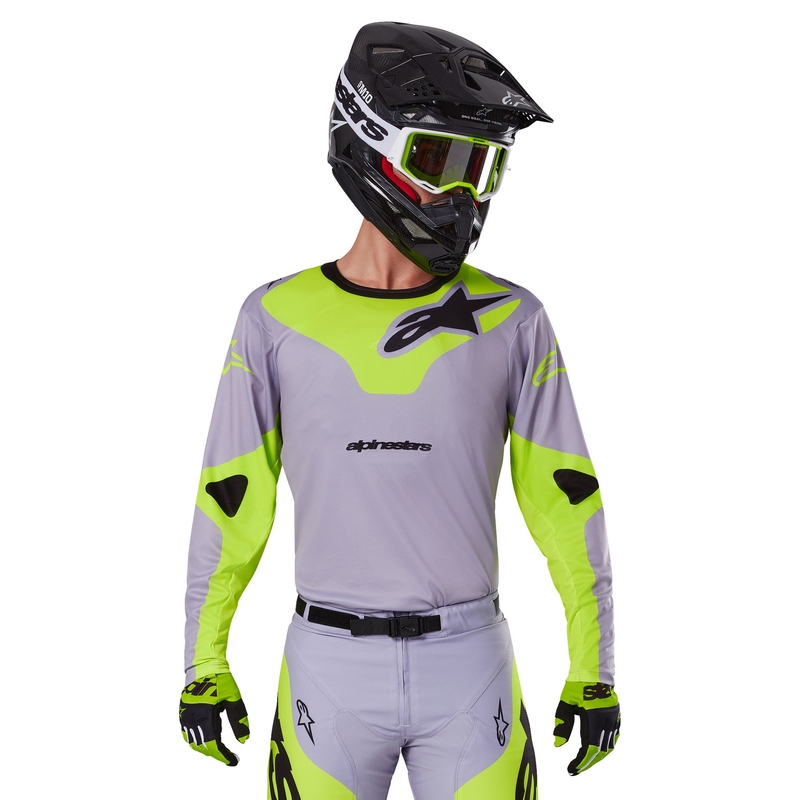 Motokros dres Alpinestars Racer Veil sivo-fluo rumen