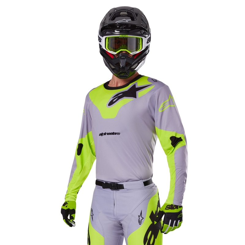 Motokros dres Alpinestars Racer Veil sivo-fluo rumen