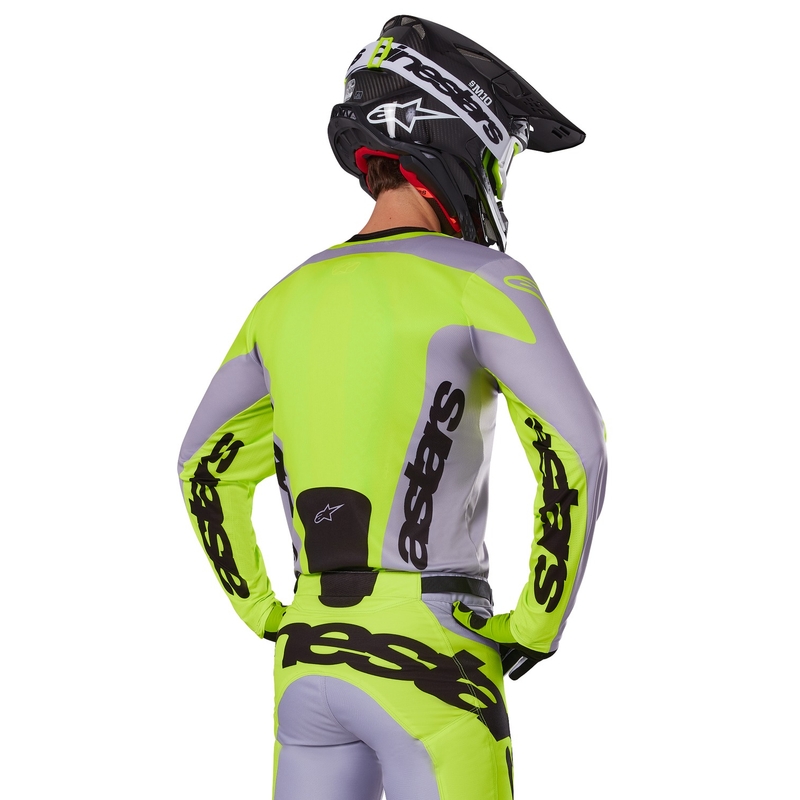 Motokros dres Alpinestars Racer Veil sivo-fluo rumen