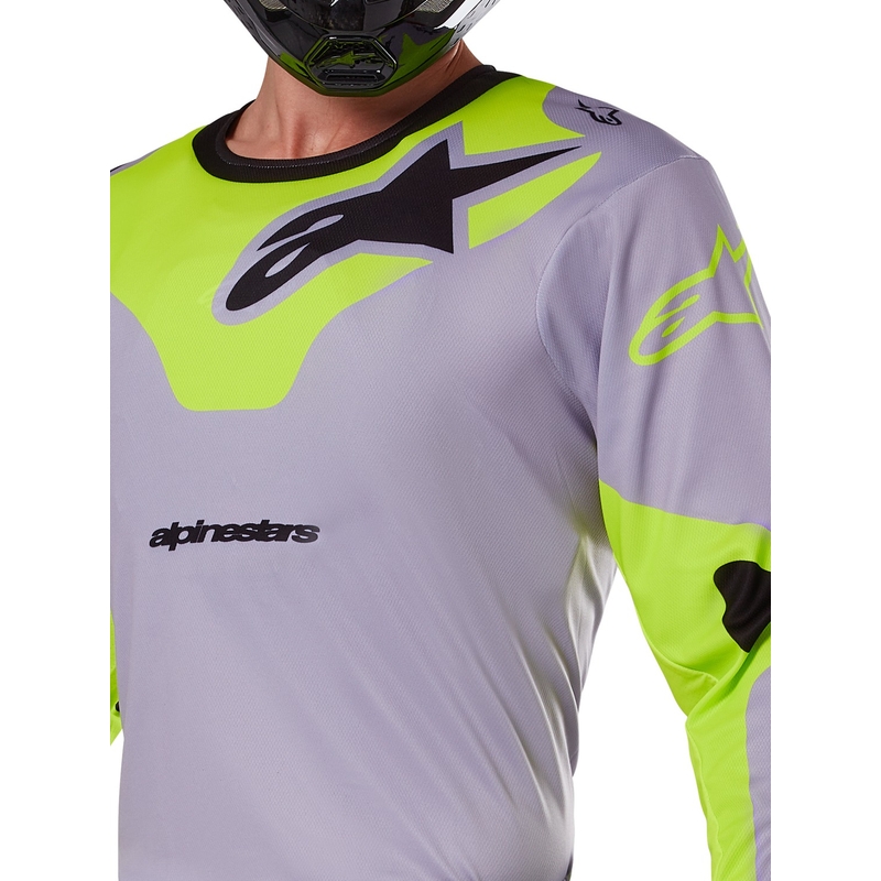 Motokros dres Alpinestars Racer Veil sivo-fluo rumen