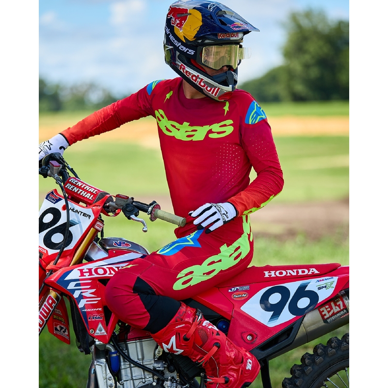 Alpinestars Supertech Maker motokros majica rdeče-fluo rumena