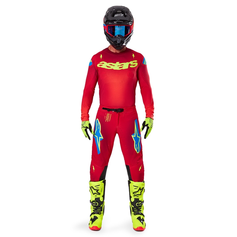 Alpinestars Supertech Maker motokros majica rdeče-fluo rumena
