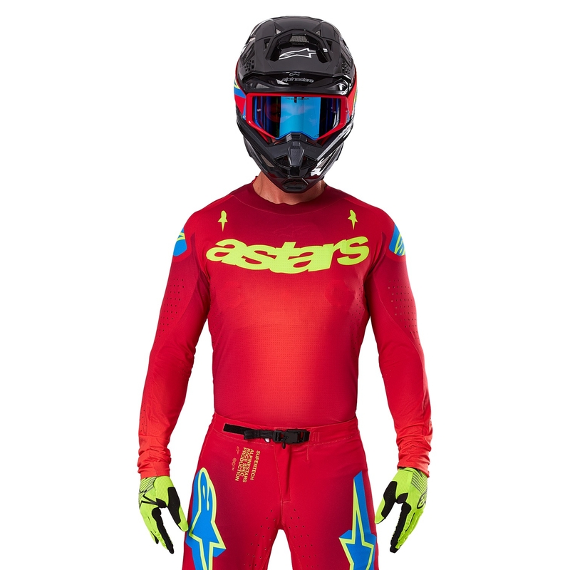 Alpinestars Supertech Maker motokros majica rdeče-fluo rumena