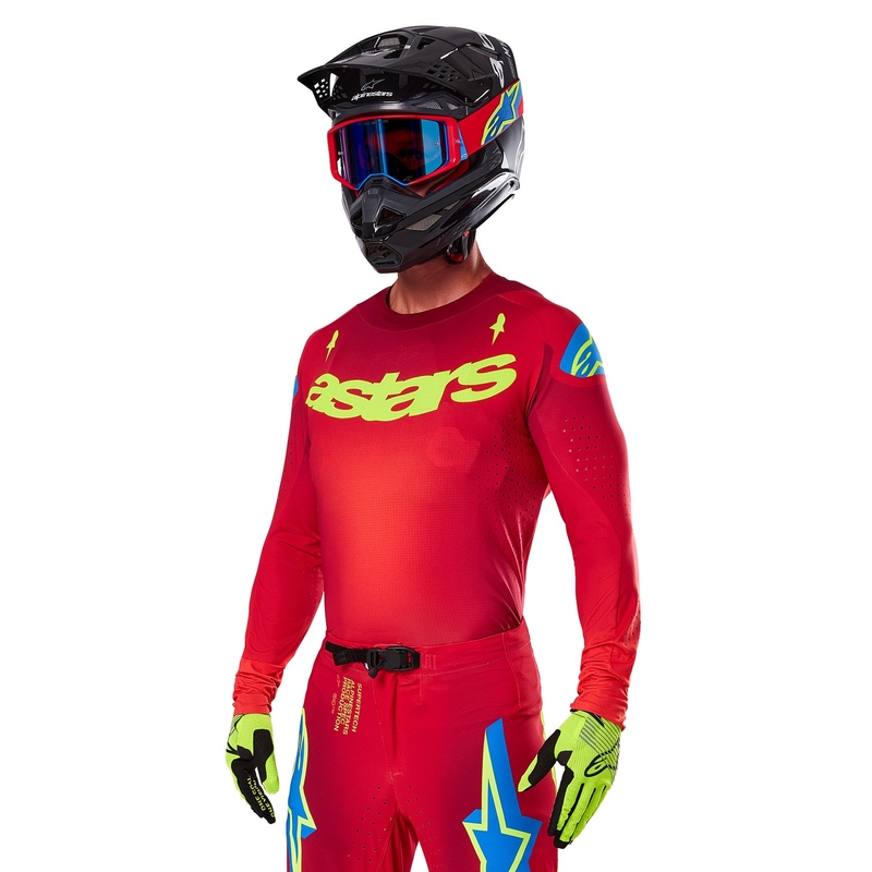 Alpinestars Supertech Maker motokros majica rdeče-fluo rumena
