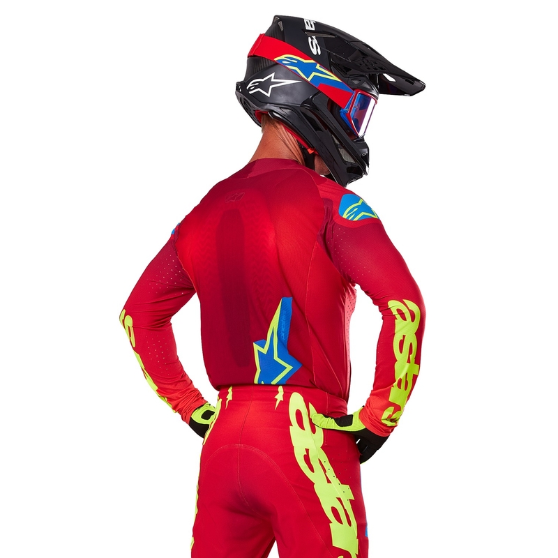 Alpinestars Supertech Maker motokros majica rdeče-fluo rumena