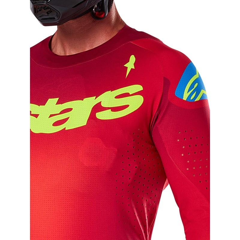Alpinestars Supertech Maker motokros majica rdeče-fluo rumena