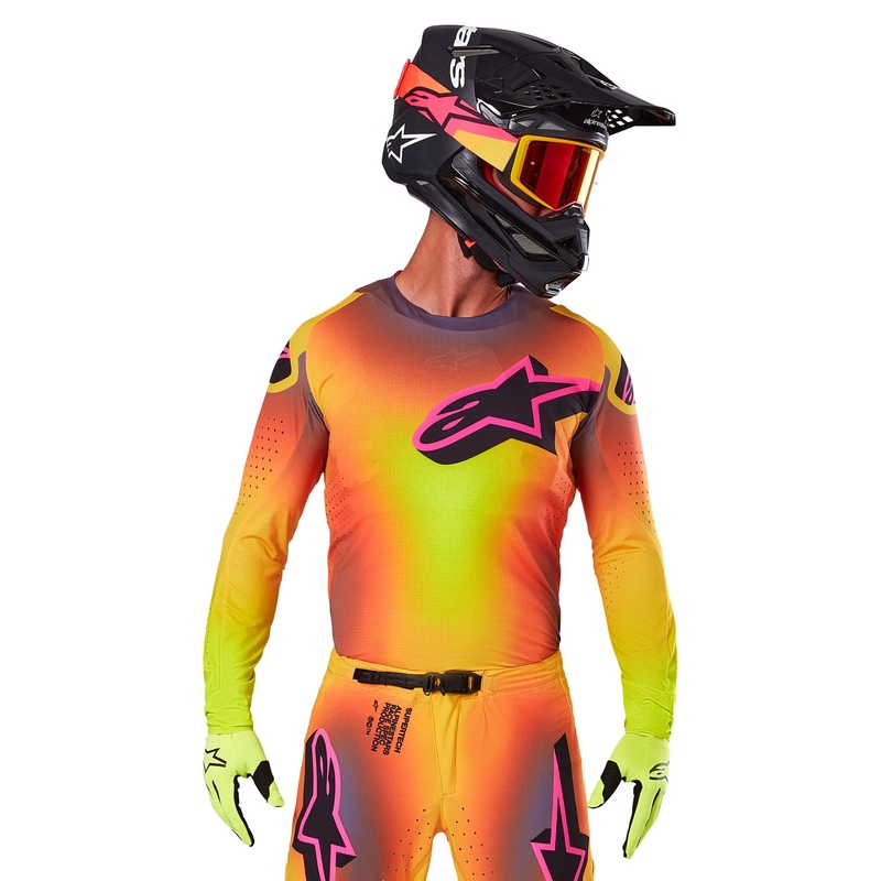 Alpinestars Supertech Lipan motokros majica rumeno-roza
