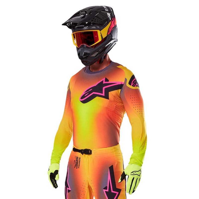 Alpinestars Supertech Lipan motokros majica rumeno-roza