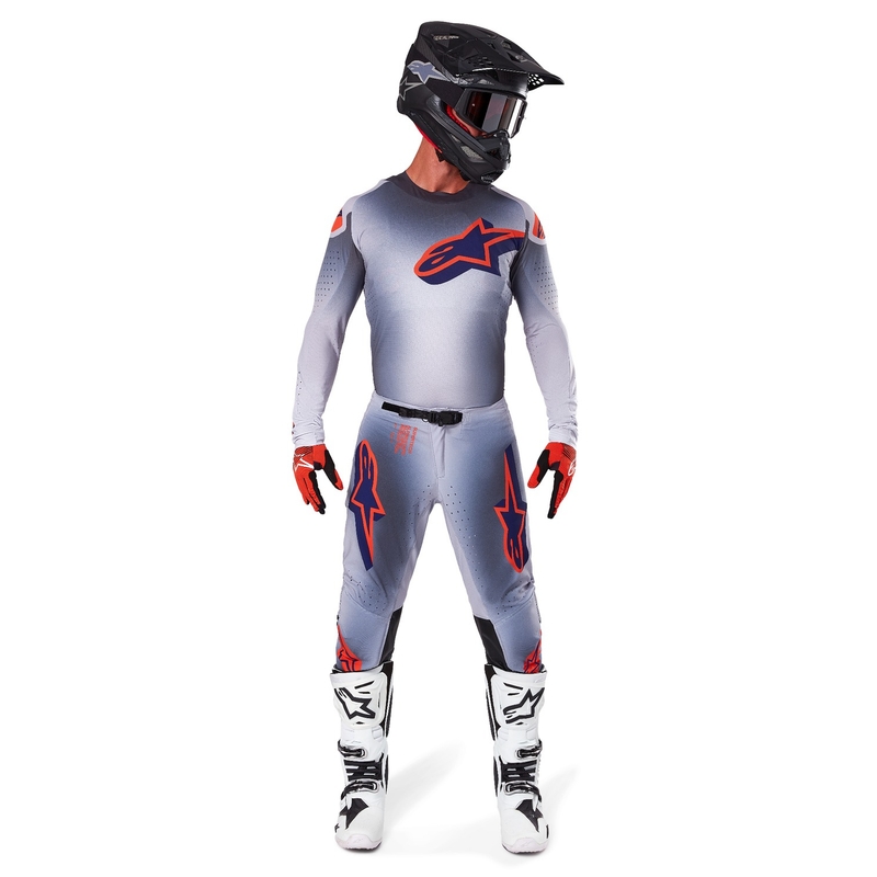 Motokros majica Alpinestars Supertech Lipan sivo-fluo oranžna